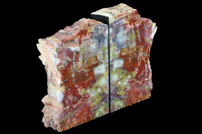Tall, Arizona Petrified Wood Bookends - Red, Purple & Yellow #89340